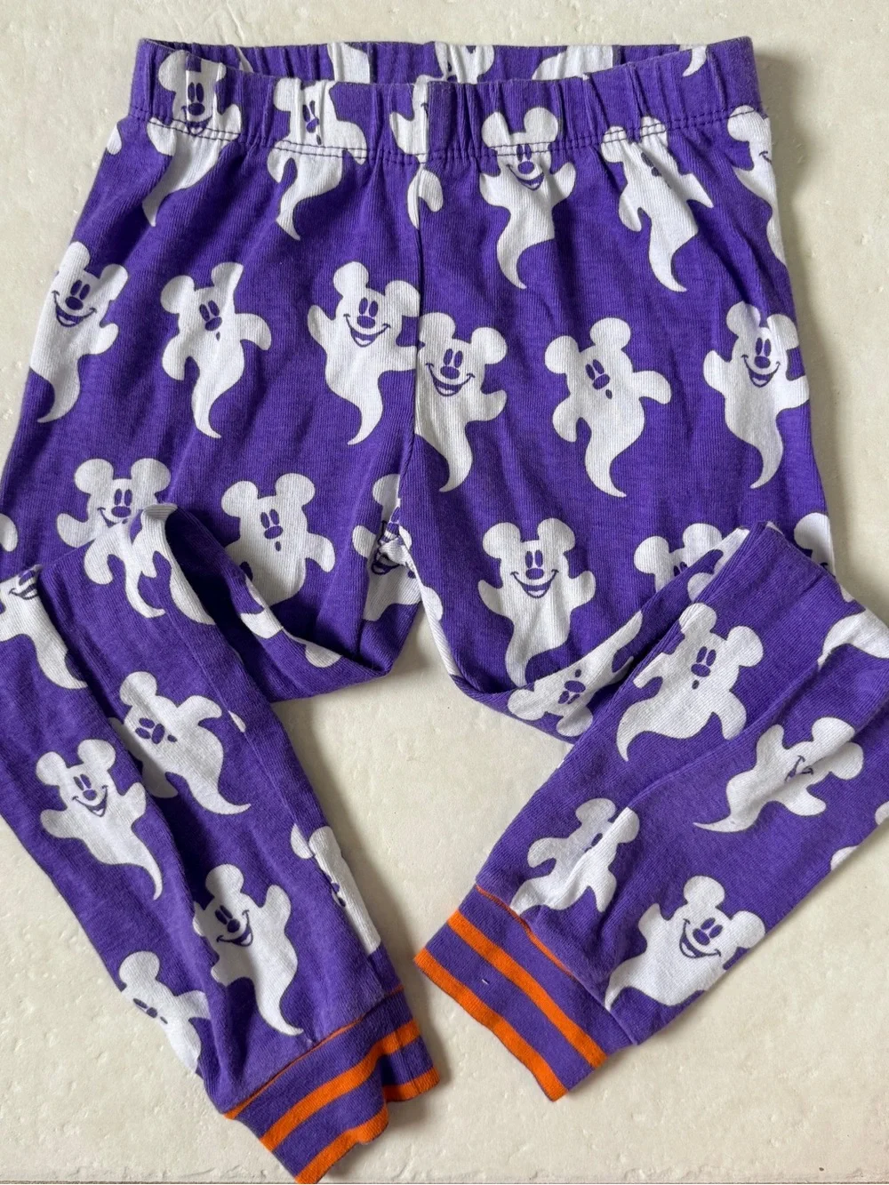 Disney Mickey Mouse Ghost Purple White Orange Halloween Pajamas Long Sleeve Set